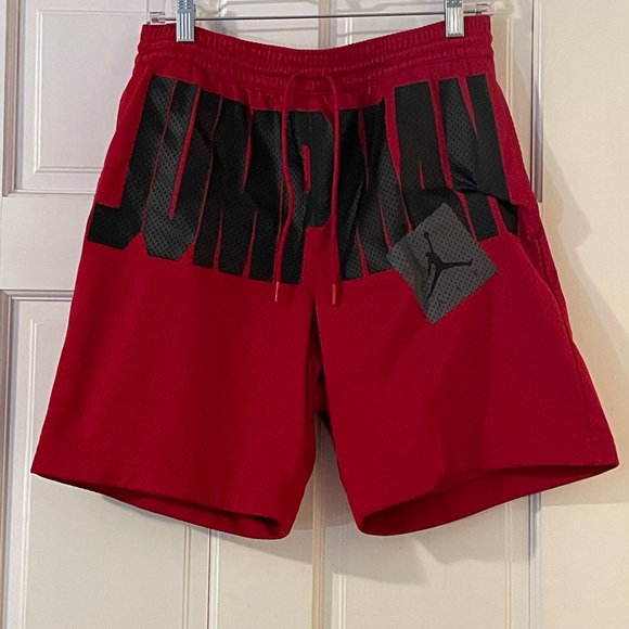 Jordan Shorts Mens Medium Jordan Jumpman Mesh Red Basketball Shorts
